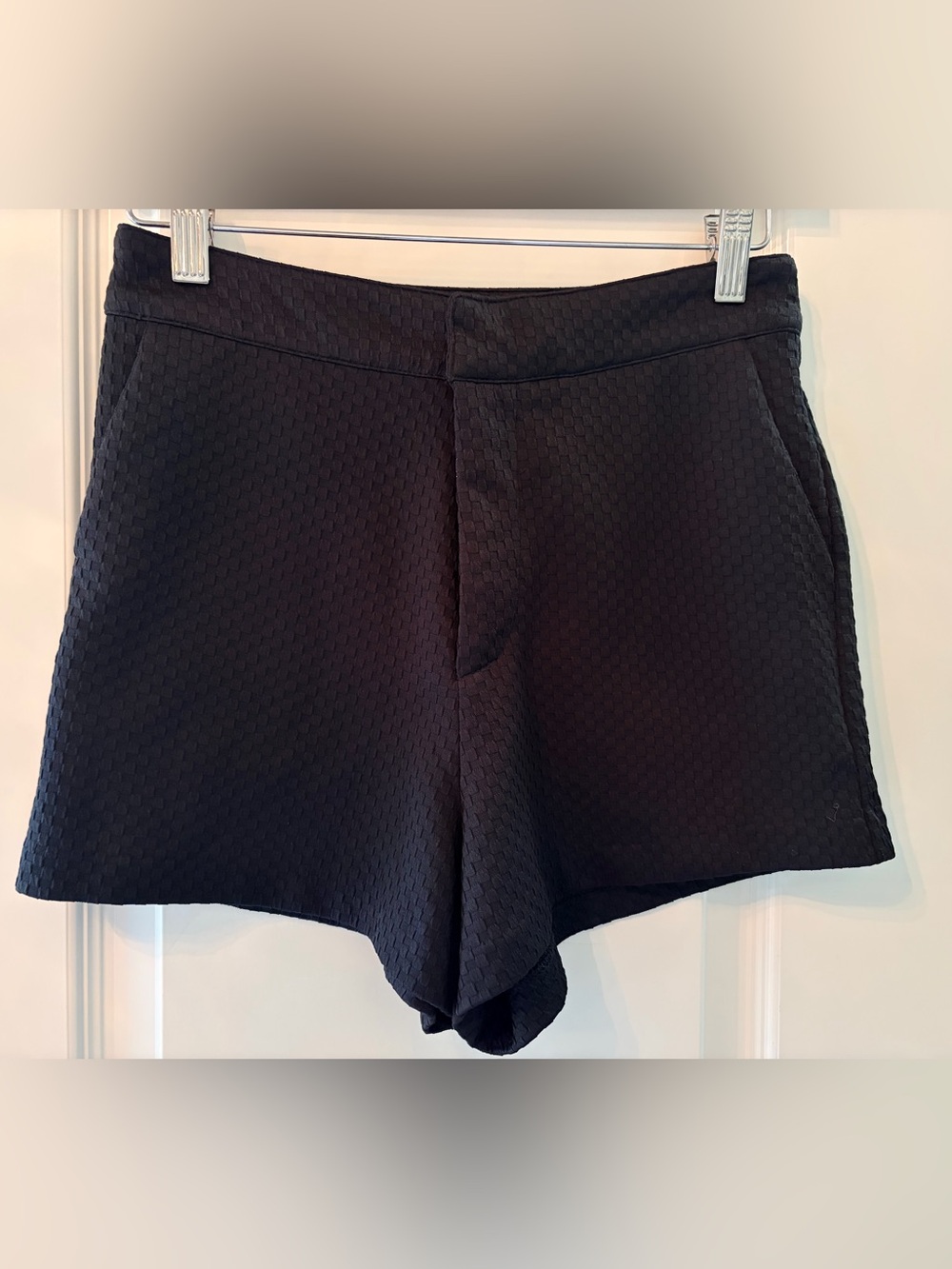 glam Black High-Waist Textured Shorts